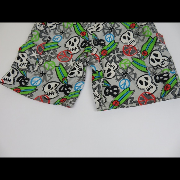 JOE BOXER skulls and peace signs swim trunk SZ 6/7 - Picture 2 of 8